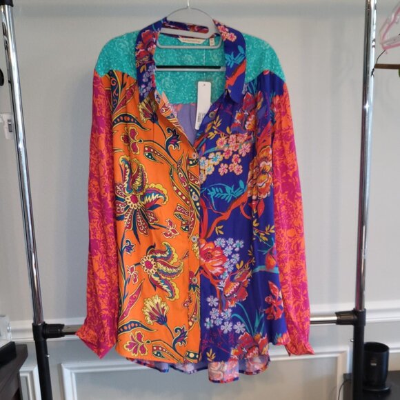 Soft Surroundings Hermosa Tunic Shirt Multi Print Plus Size 22W NWT Boho - Picture 2 of 16